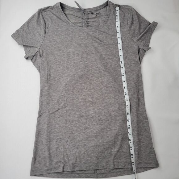 Athleta Encore grey short sleeve gathered open back t shirt size M - Picture 8 of 8